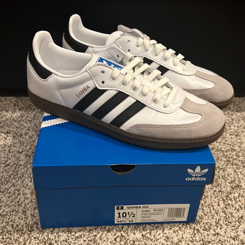 New Mens Adidas sambas og white sz 10.5